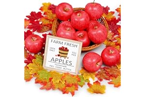 NORME 63 Pcs Fall Harvest Apple Farm Decoration for Home Centerpiece, Fall Harvest Apples, Farm Decoration Maple Leaves and Wooden Desktop Ornaments Back to School Decorations for Autumn Home Party
