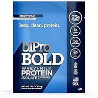 BiPro Bold to-Go Milk & Whey Protein Powder Isolate for Every Lifestyle, Creamy Vanilla, 12 Single-Serve Packets - No Added S