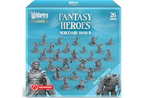 WILDSPIRE Classic Heroes - Mercenary Band II - 26 Paintable Characters for DND Miniatures Bulk I 28mm Dungeons Dragons D&D Miniatures I DND Minis D&D Figures Dungeons Dragons Figures Pathfinder Compatible