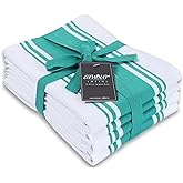 AMOUR INFINI Cotton Kitchen Towels - Set of 4 Highly Absorbent, Ultra Tea Towel with Hanging Loop, 20x28 Inch Quick Drying Dish Cloths for Cleaning Dishes (Turquoise)