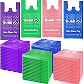 Kosiz 400 Pcs Thank You Plastic Bags with Handles Bulk T-shirt Grocery Bags 11" x 6" x 21" Colorful Shopping Bag for Small Business Retail Supermarket Takeout Market 0.6 Mil(Multi Colors)
