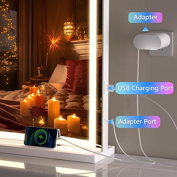 HASIPU VANITY MIRROR WITH LIGHTS, 28″ X 20″ LED MAKEUP MIRROR, LIGHTED MAKEUP MIRROR WITH DIMMABLE 3 MODES, TOUCH SCREEN CONTROL VANITY MIRROR SQUARE WHITE