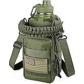 DEFUNX 64 Oz Insulated Water Bottle with Sleeve (All Military Green) - Half Gallon Water Jug with Handle - Stainless Steel Sports Water Bottle for Gym Workout Hiking Tactical Bottle with Pouch