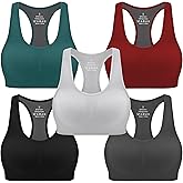 MIRITY Women Racerback Sports Bras - High Impact Workout Gym Activewear Bra Pack of 5