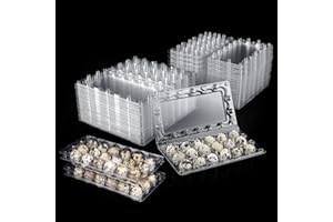 JPYXKM 100 PCS 18 Cavity Clear Plastic Quail Egg Cartons, PVC Stackable Egg Storage Box with Lid, Small Quail Egg Holder Cartons Bulks for Quail Eggs Farm Market Refrigerator Display