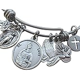 St. Lucy Prayer Bangle Bracelet, Patron Saint of Those With Eye Disorders, Get Well Prayer Gift, 4 Sizes Extra Small to Large