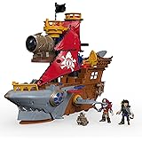 Fisher-Price Imaginext Shark Bite Pirate Ship, Playset with Pirate Figures and Accessories for Preschool Kids Ages 3 to 8 Yea