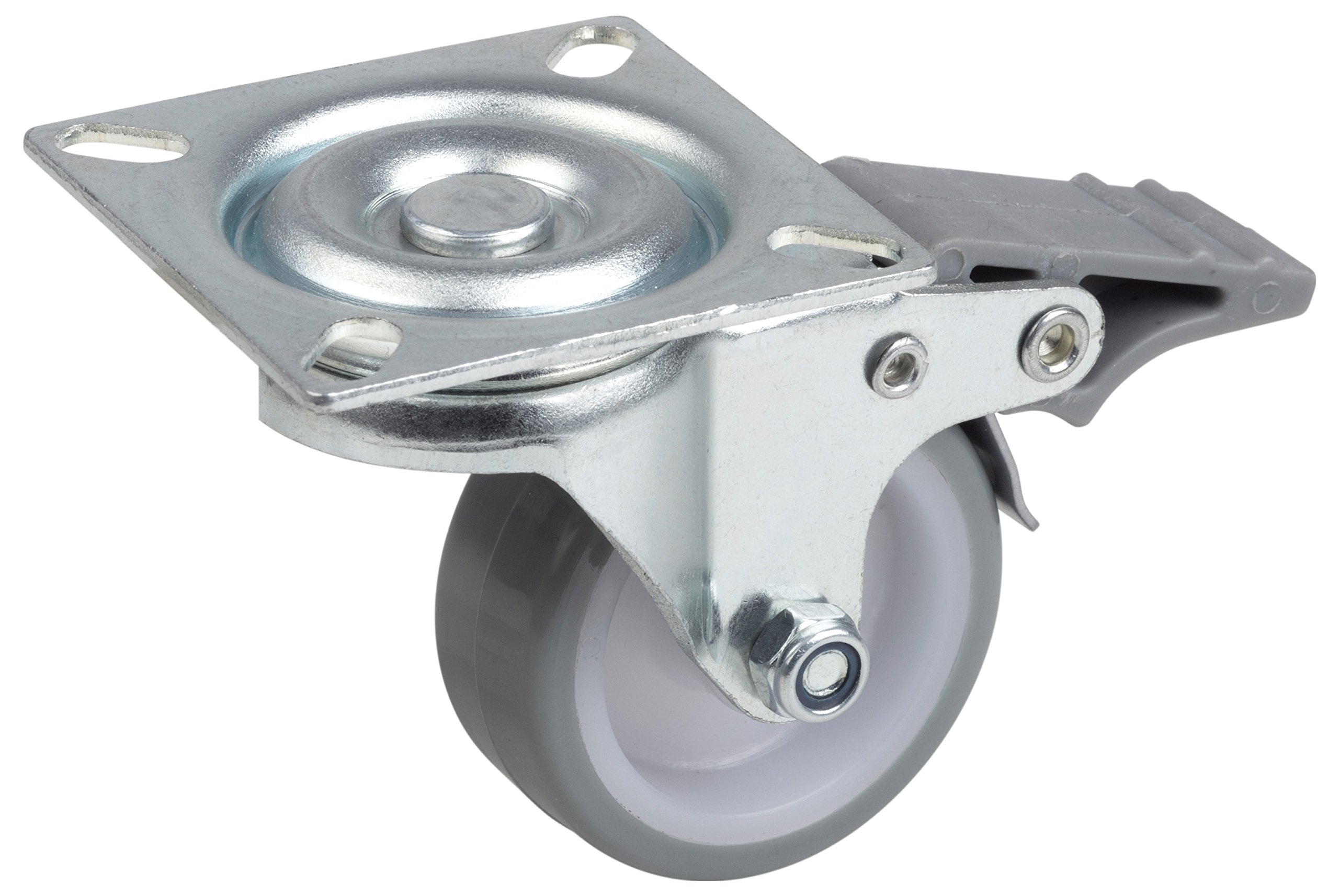 Meister Plate ✓ Polyurethane Swivel Castor Ø 50 mm ✓ Lock ✓ 60 x 60 mm Wheels ✓ Soft Tread ✓//Friction Bearing/Transport Roller Furniture Roller Heavy Duty Roller 802880