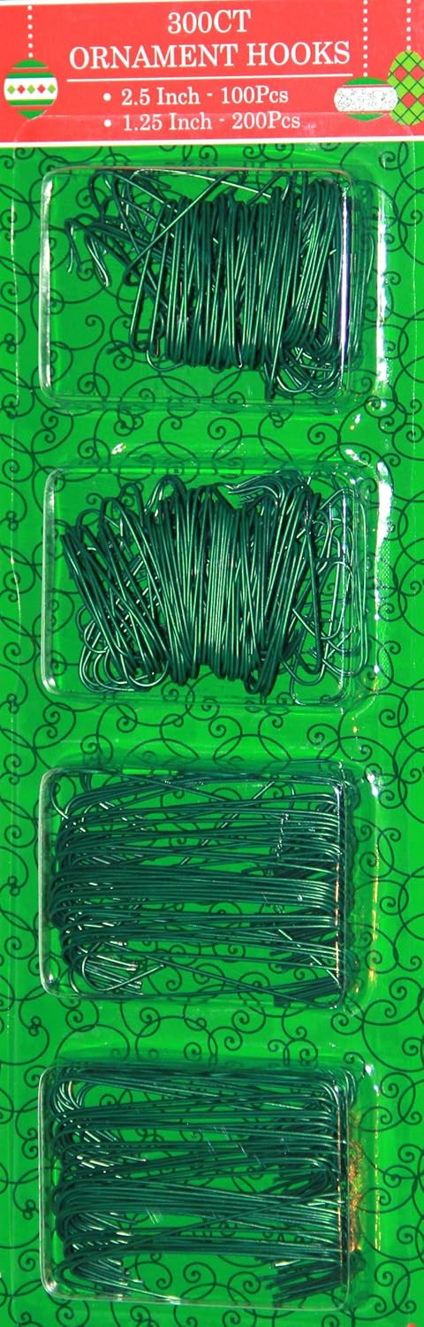 Ornament Hooks - 300 Count Holiday Ornament Hooks Green