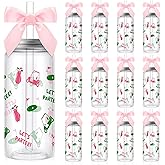 Didaey 12 Pcs Golf Ball Cups with Straw Lid and Twist Bow 14oz Disposable Drinking Cups Cute Golf Party Decorations for Women Sports Party Supplies Birthday Bridal Shower Wedding Gifts (Pink)