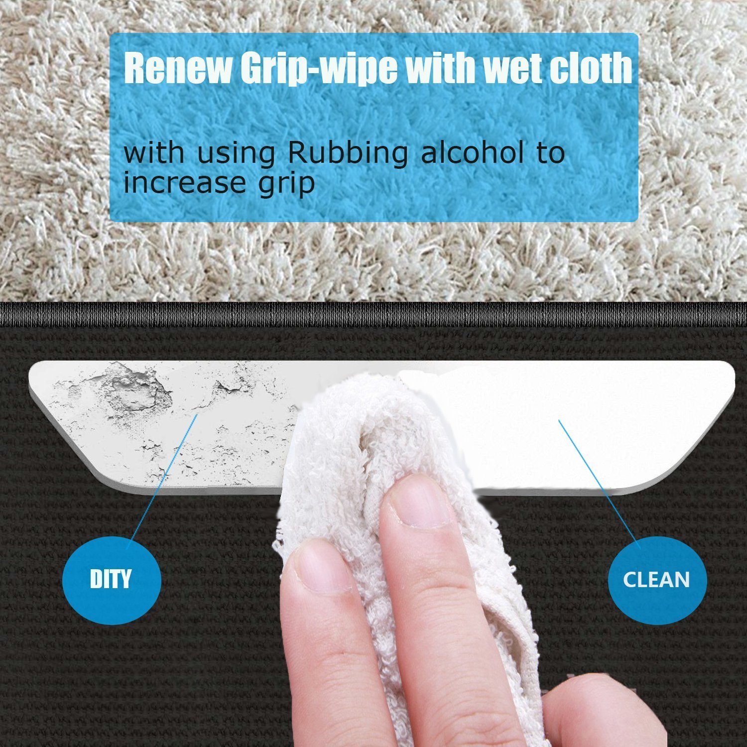 Rug Grippers Gripper - Anti Curling Rug Gripper Anti Slip Straight Carpet Gripper for Corners and Edges - Anti Slip Rug Pad for Rugs - Ideal Rug Stopper For Kitchen Bathroom - White (8 pack)