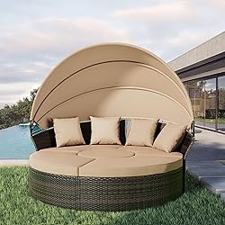 Crownland Outdoor Patio Canopy Bed Round Daybed