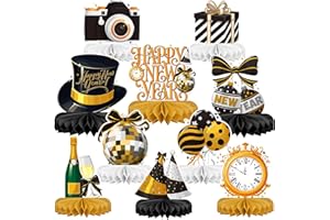 GATHERFUN Happy New Year Party Decorations Bundle - Includes New Years Eve Honeycomb Centerpieces ，New Year Table Toppers, for Classroom Decor, New Year & Birthday Party Supplies