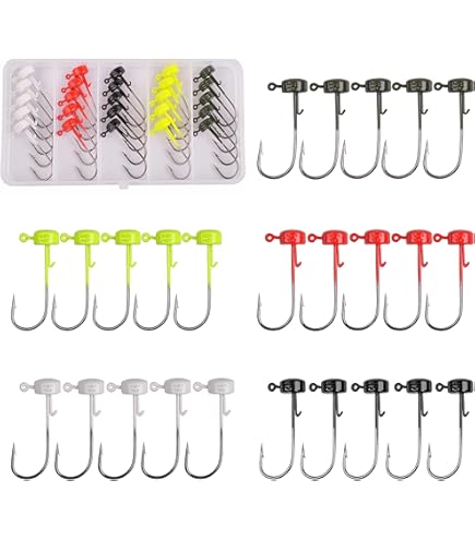 UperUper Ned Rig Lot De 50 Hameçons à Double Ardillon Pour Pêche