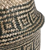 DOKOT Seagrass Plant Basket Natural Woven Planter Foldable with Handles Black view 6