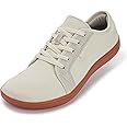 WHITIN Women's Canvas/Leather Barefoot Shoes | Wide Width Minimalist Sneakers | Classic Fit Low Top