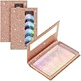 2 Packs 5 Pairs Eyelash Book False Lash Storage Book Box Empty Glitter False Eyelash Storage Case Eyelash Storage Container Makeup Display Lash Holder Portable Travel Lash Catalog for Women, Rose Gold
