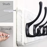 WEBI Wall Mounted Coat Rack 98cm with 10 Hooks Black Rustic Wood Hanger view 7
