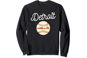 SPORT CITY TEES Distressed Tiger Mascot Tshirt Detroit Baseball Skyline Sweatshirt