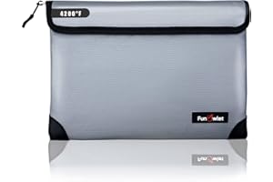 FUNOWLET Fireproof Waterproof Money Document Bag - with 4200°F Heat Insulated, Safe Fireproof Storage Pouch with Zipper, Upgraded 8 Layers of Functional Materials for Documents,Valuables (11"x7.7", Gray)