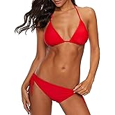 American Trends Women's String Two Piece Halter Top Triangle Bikini Set with Tie Side Bottom Sexy Swimsuit Bathing Suits