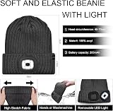 COTOP LED Beanie Hat USB Rechargeable 4 LED Headlamp Winter Knitted Black view 3