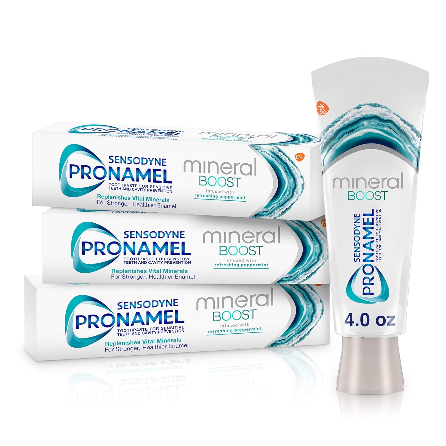 Sensodyne Pronamel Mineral Boost Enamel Toothpaste for Sensitive Teeth, to Replenish Minerals and Strengthen Enamel, Peppermint - 4 Ounces (Pack of 3) : Beauty