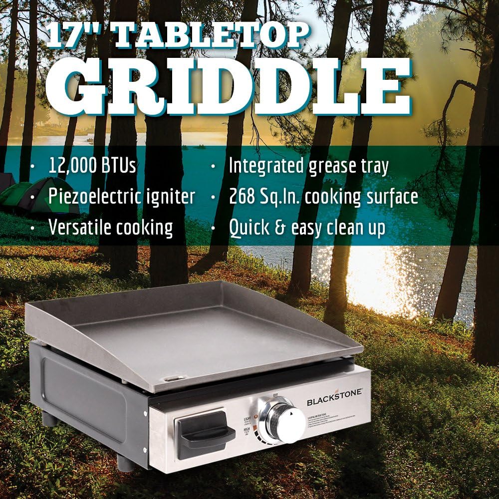 Blackstone Table Top Grill - 17 Inch Portable Gas Griddle - Propane Fueled - For Outdoor Cooking While Camping, Tailgating or Picnicking : Garden & Outdoor