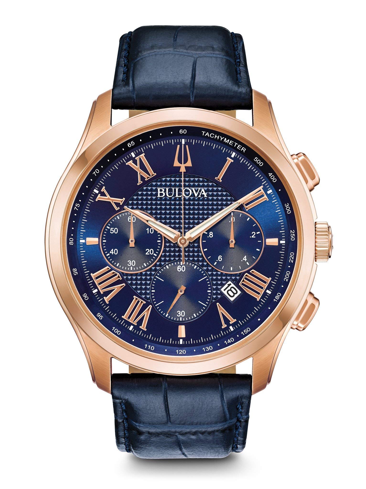Bulova(ブローバ) メンズ クロノグラフ クォーツウォッチ レザーストラップ付き 97B170