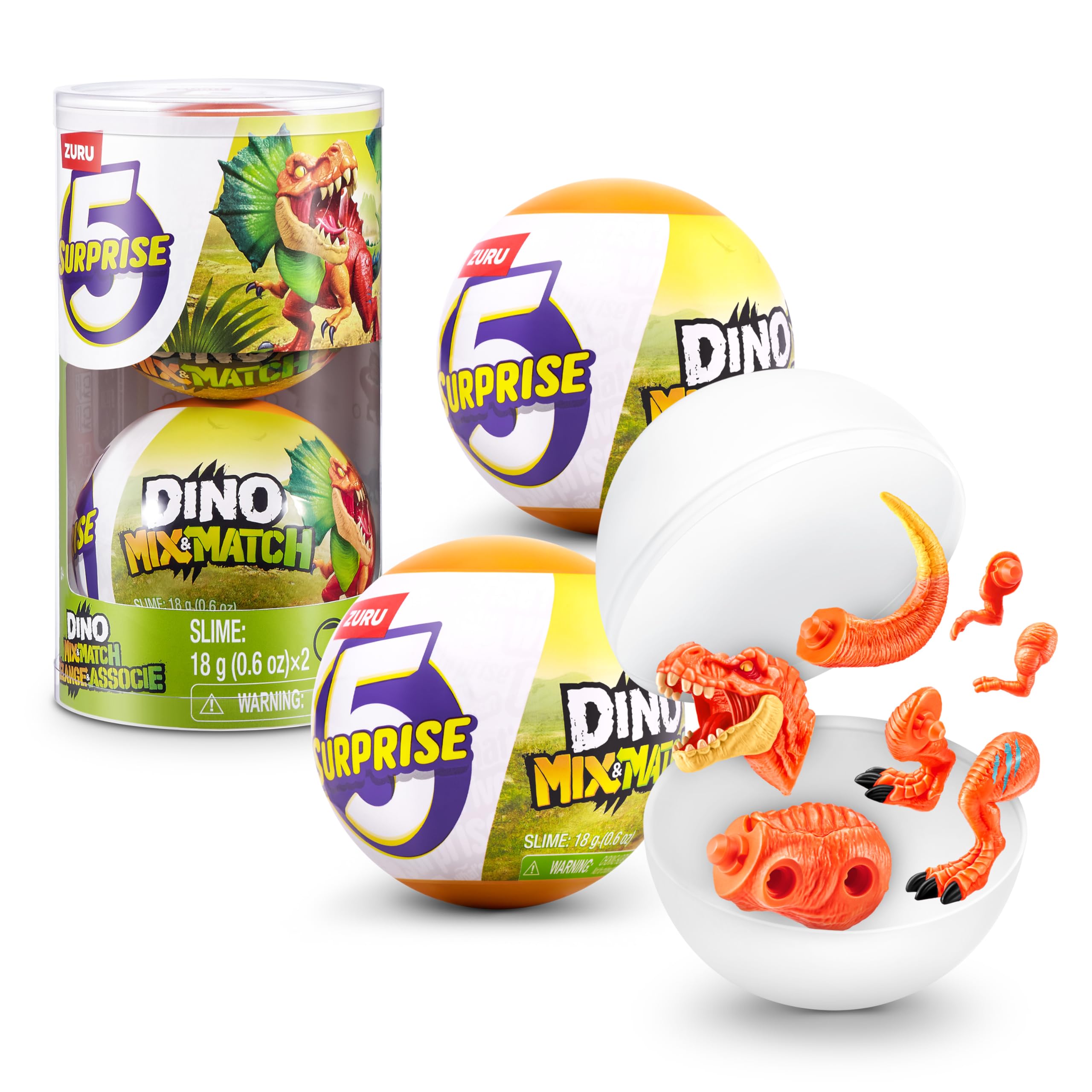 Photo 1 of 5 Surprise Dino Mix & Match by ZURU Surprise, Unboxing Collectible, Toys for Boys Ages 3 and up, Mix and Match Toy, Novelty Gifts for Kids (2 Capsules)