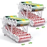 CECOLIC 2 Pack Drink Organizer for Refrigerator, Soda Can Dispenser, Adjustable Width Canned Food Pop Cans Container Beverage Holder for Fridge Organizing, Clear Plastic Storage Bins