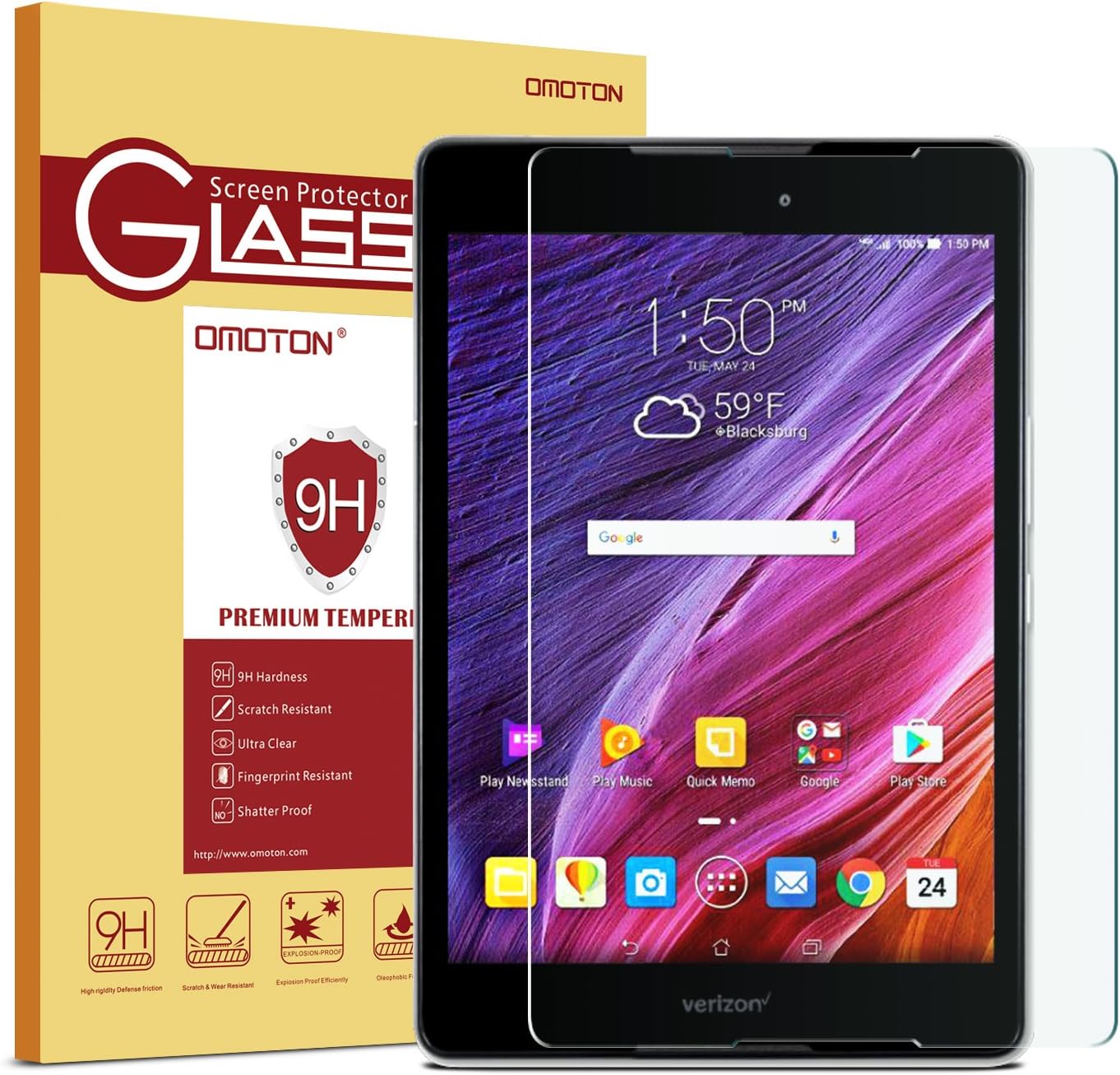 OMOTON ASUS ZenPad Z8 / ASUS ZenPad 3 8.0 Screen Protector- Ultra Clear 9H Hardness Tempered-Glass Screen Protector for ASUS ZenPad Z8(ZT551KL)