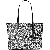 Michael Kors Eliza Extra-Large Tote Bag, Silver-Tone Hardware/Black/Leopard