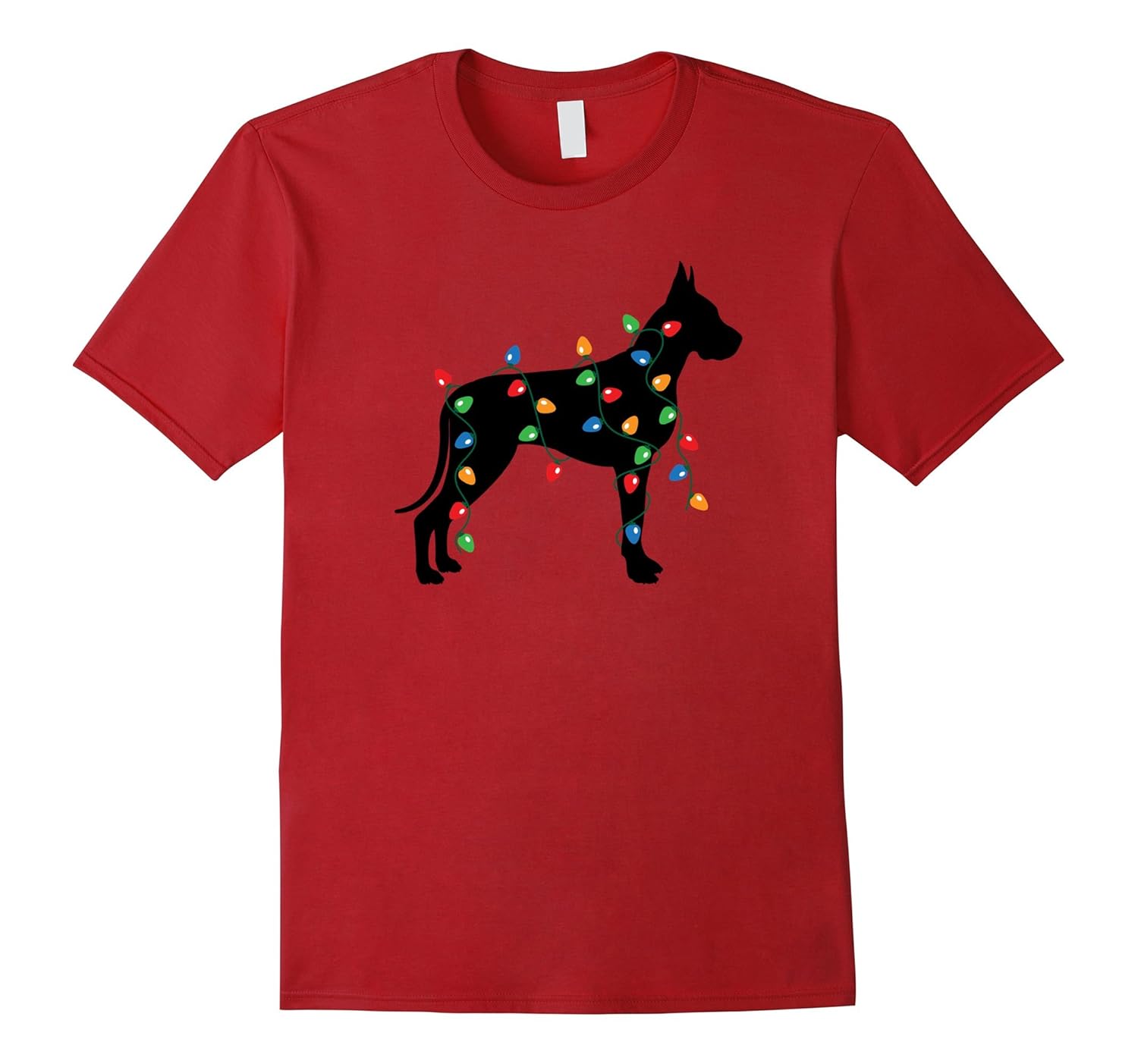 Merry Christmas Holiday Lights Great Dane Dog T-shirt-ANZ