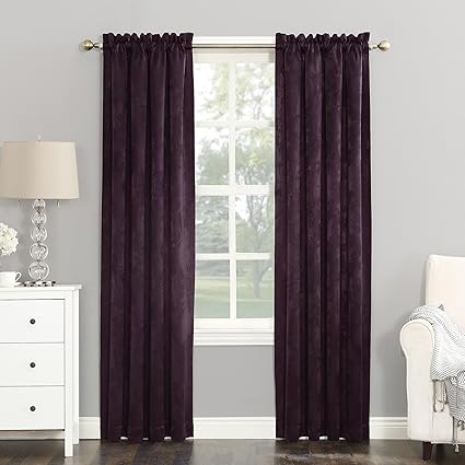 Sun Zero Cadence Velvet Textured Woven Blackout Curtain Panel 52