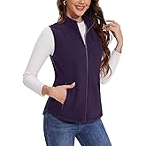 MAGCOMSEN Women's Fleece Vest with Zipper Pockets Zip Up Sleeveless Jackets Lightweight Soft Warm Polar Vest Outerwear