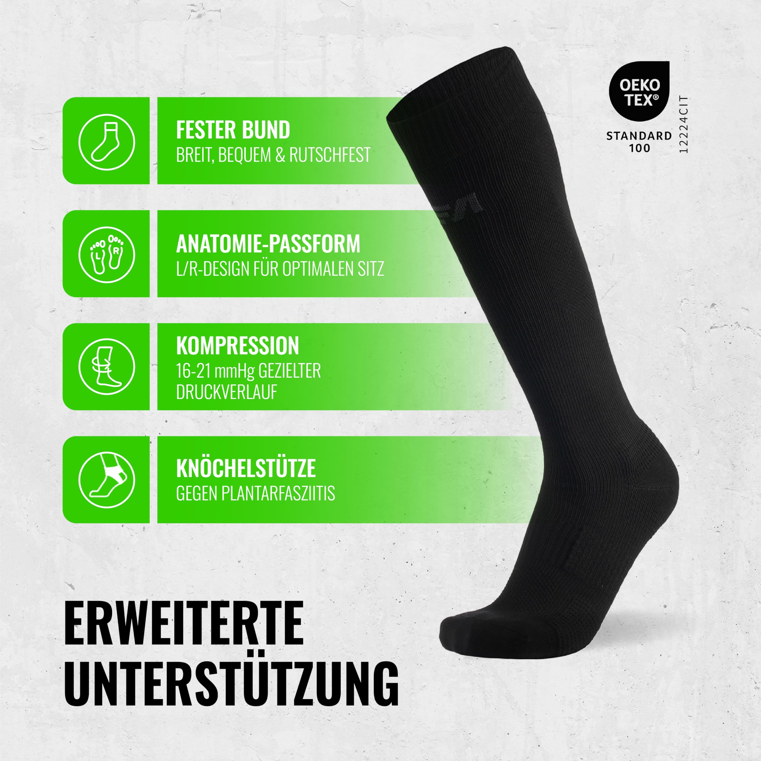 CFA V1 | 2x Paar | Kompressionsstrümpfe Damen & Herren | Ideal fürs Laufen, Fitnessstudio, Radfahren, Muskelerholung oder Workouts - Kompressionsstrümpfe Herren & Damen | Nachhaltige Dänisches Design 2