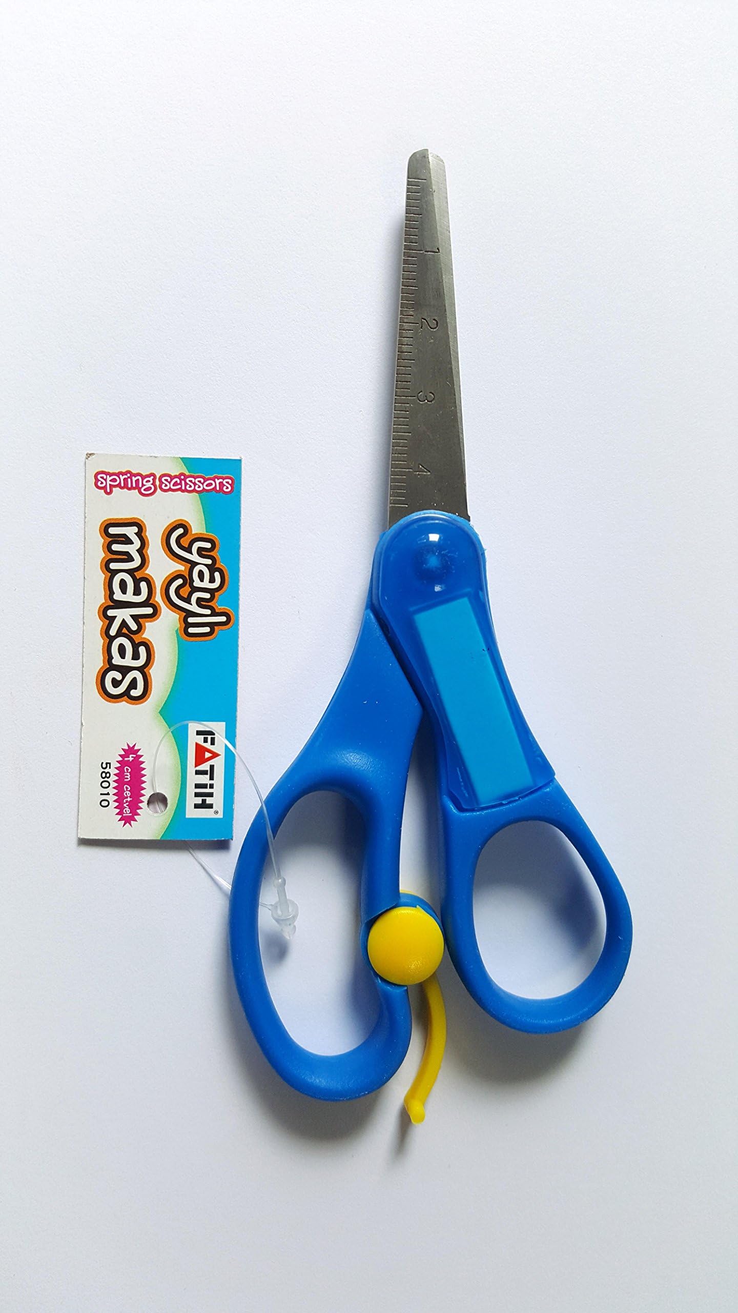 Spring-Loaded Nametag Ruler Children's Scissors. Great Quality. 13.5cm Long (Blue)