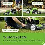 Greenworks 48V Self Propelled Lawnmower 46cm 55L Bag 4Ah Batteries Twin Charger view 9