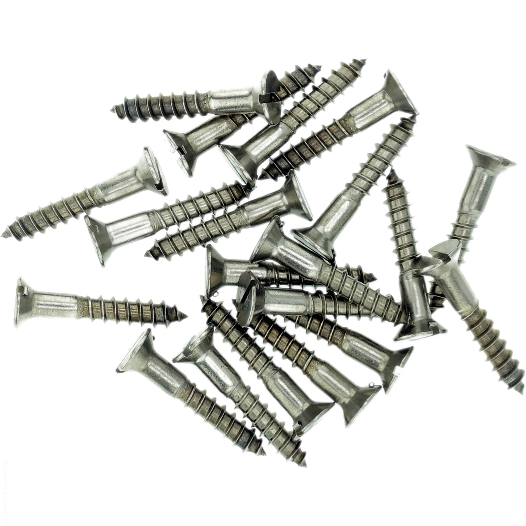 No.9 x 1.38 (4.5mm x 35mm) Slot Countersunk Wood Screw - Stainless Steel (A2) (Pack of 20)