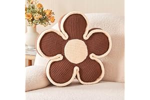 Kcvvcr Flower Pillow, Soft Flower Shaped Floor Cushion, Flower Decorative Throw Pillow, Cute Flower Seating Cushion, Flower Room Décor Plush Pillows for Sofa Couch Bed (13.7 Inch, Brown)