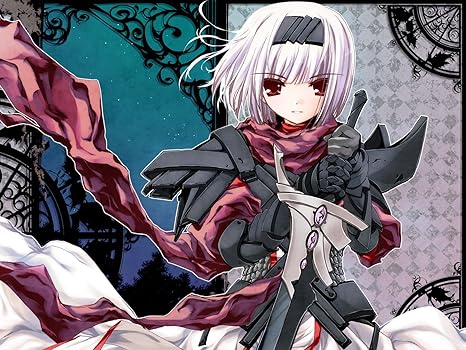 Athah Designs Anime Original Short Hair White Hair Red Eyes Sword