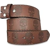BC Belts Skull Leather Belt Strap Without Buckle 1.5