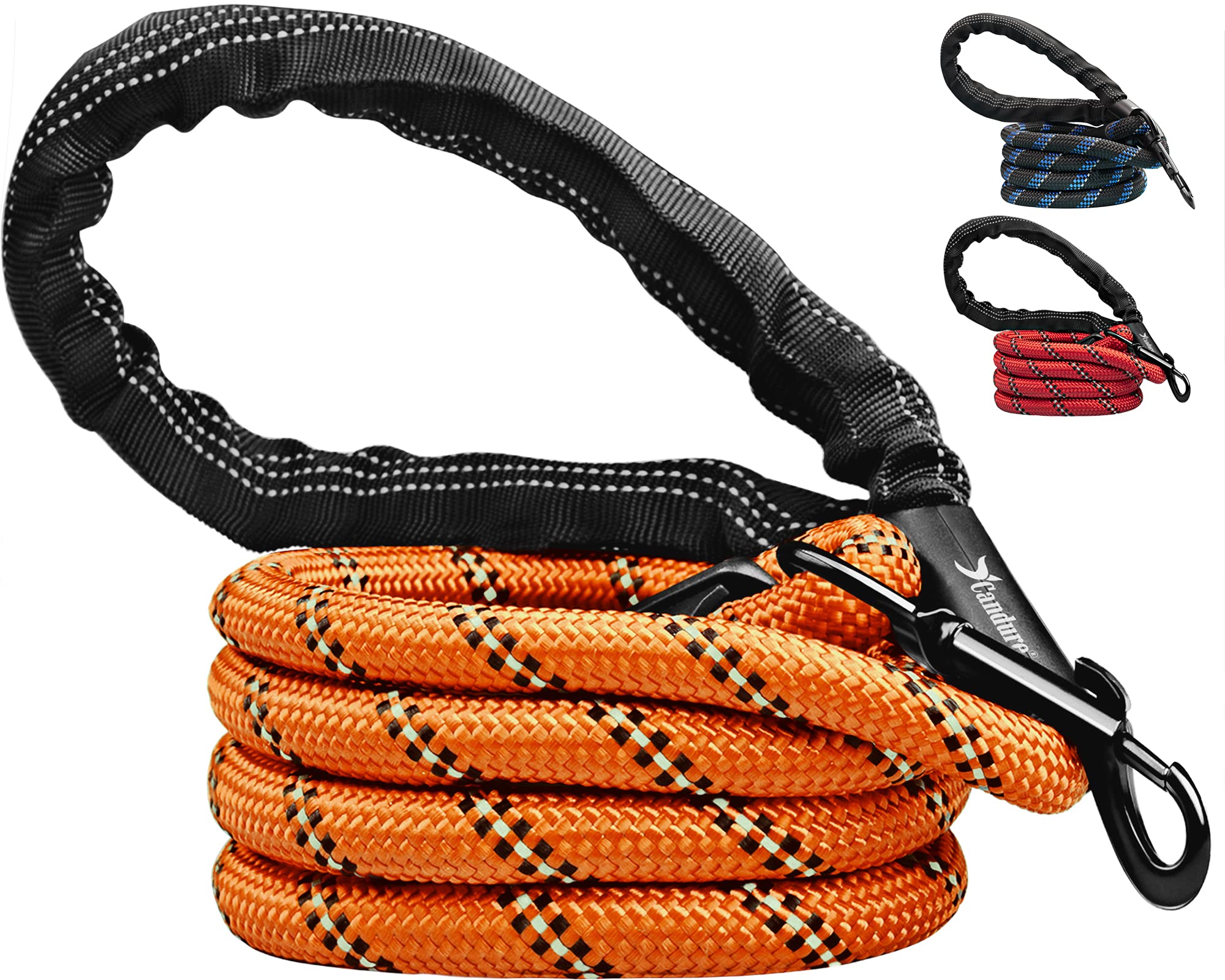 Candure Dog Lead, 5 FT, Orange, Soft Padded, Anti Slip, Reflective, Perfect for Small, Medium & Large Dogs