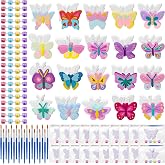 JellyArch 20 Sets Ceramic Butterfly Figurines to Paint with Brushes Paints | DIY Craft for Kids Summer Art Party Activity, Includes Acrylic Brushes Bags, Unpainted Ceramics Statue, Party Favor Supply