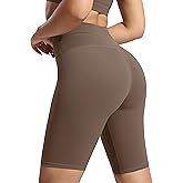 POSHDIVAH Women's Creamluxe Biker Shorts-6"/8" High Waisted Drawstring Running Gym Volleyball Yoga Workout Shorts