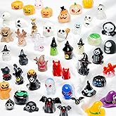 ZMRU Halloween Miniatures - 48 Types Miniature Figurines Mini Resin Animals, for Halloween Decorations, Halloween Party Favors Bag Fillers Garden Dollhouse Decor
