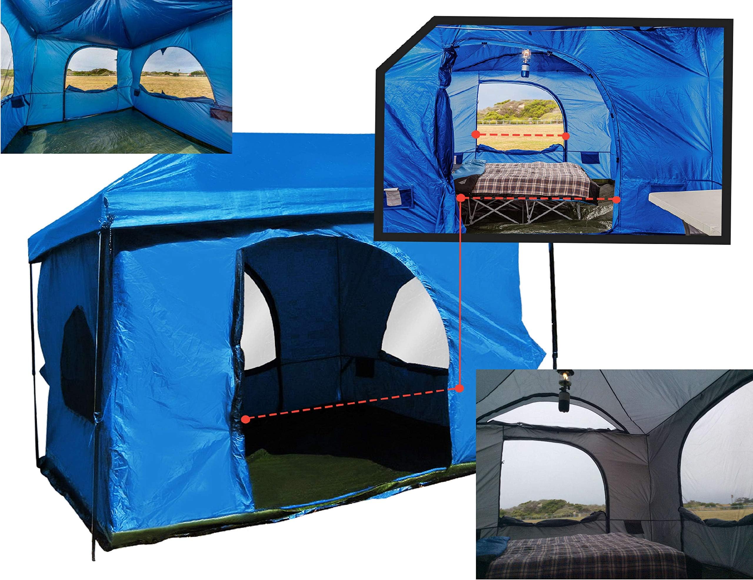 The Original-Authentic Standing Room 6-person Cabin Tent 8.5' OF HEAD ROOM 2 Big Screen Doors (PREMIUM has 4) Fast Easy SetUp,Fits Most 10x10 STRAIGHT Leg Canopy,FULL FLOOR, CANOPY FRAME NOT INCLUDED