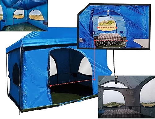 The Original-Authentic Standing Room Family Cabin Camping tent 8.5' OF HEAD ROOM 2 Big Screen Doors (PREMIUM GREY has 4 doors & 2 skylights) Fast Easy SetUp,Fits Most 10x10 STRAIGHT Leg Canopy,FULL FLOOR, CANOPY FRAME NOT INCLUDED