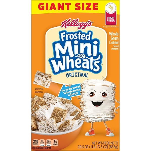 KELLOGG’S FROSTED MINI-WHEATS BREAKFAST CEREAL, HIGH FIBER, 48G WHOLE GRAIN, GIANT SIZE, 29.5 OZ